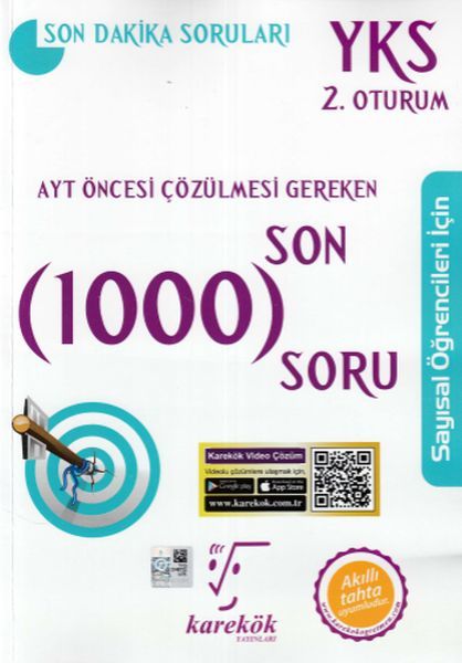 Karekök AYT Öncesi Çözülmesi Gereken Son 1000 Soru Sayısal Öğrenciler İçin