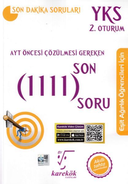 Karekök AYT Öncesi Çözülmesi Gereken Son 1111 Soru Eşit Ağırlık Öğrencileri İçin