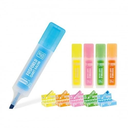 AIHAO 6261-12 FOSFORLU İŞARET KALEMİ 5 RENK 5 ADET