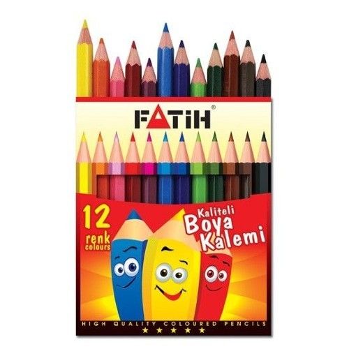 Fatih 12 Li Kuruboya Kalemi 12 Renk yarım Boy kuru boya