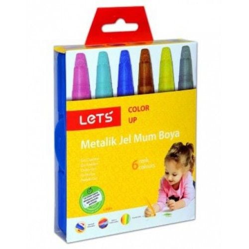 Lets 6 Renk Metalik Jel Mum Boya