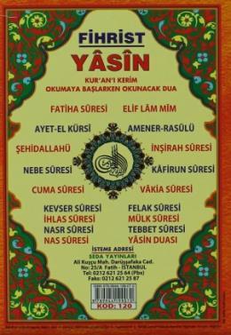 Yasin Tebareke Amme Satır Altı Mealli; (Cep Boy kod 120)