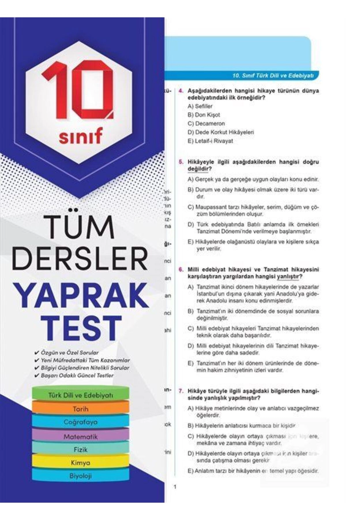 10. Sınıf Tüm Dersler Yaprak Test