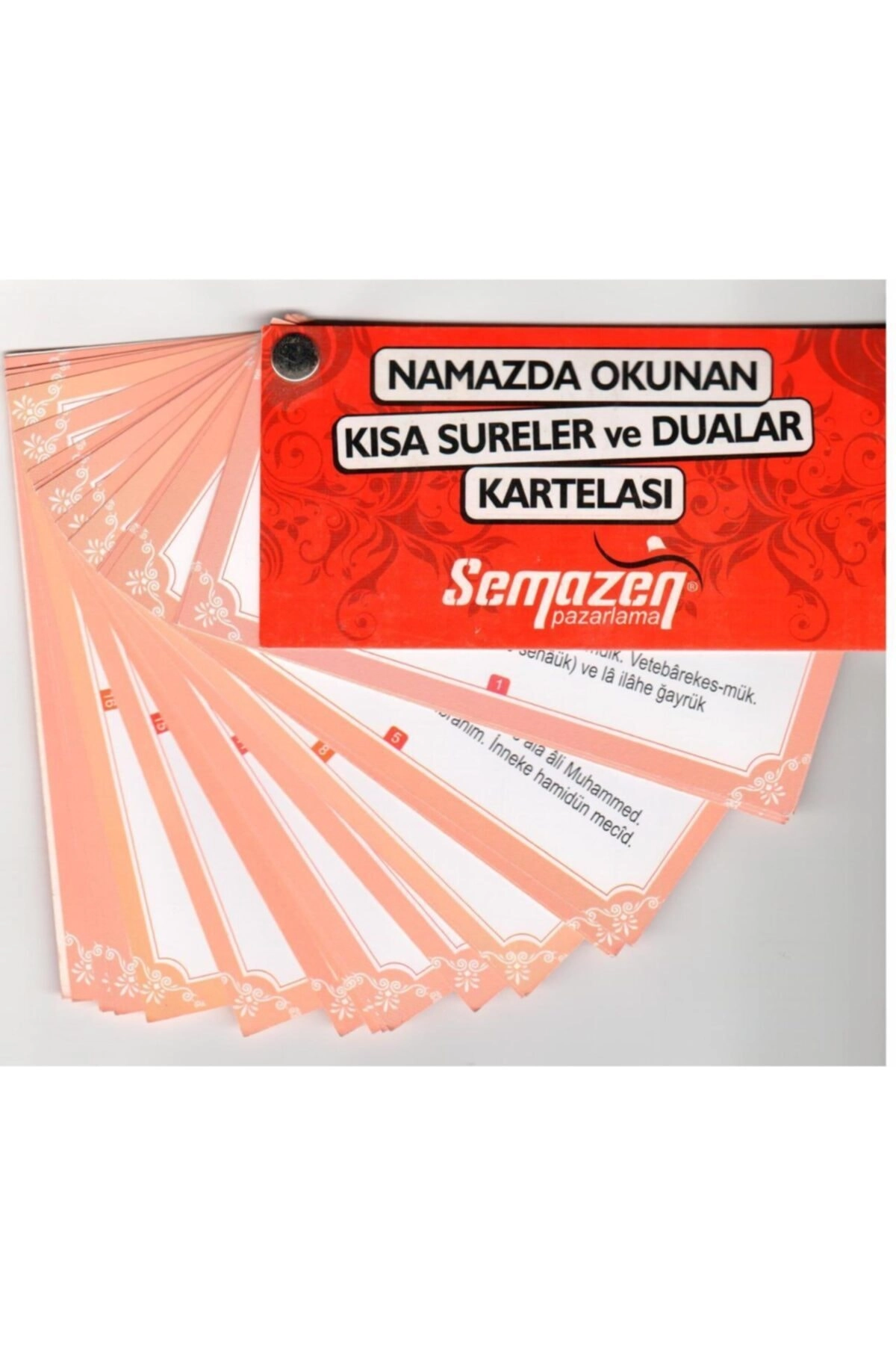Namazda Okunan Kısa Sureler Ve Dualar Ezberleme Kartelası, 6x12 Cm. Semazen