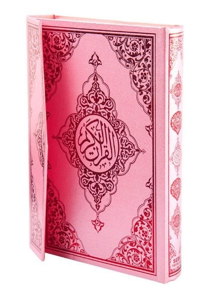 Seda Pembe Kuranı Kerim Bilgisayar Hatlı, Rahle Boy, Kod P17, Türkçe Fihristli