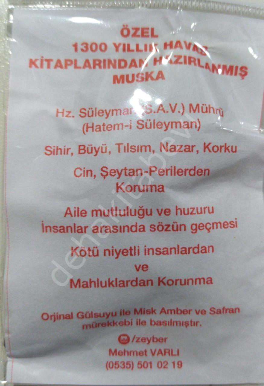 1300 Yıllık Havas Kitaplarından Hazırlanmış Muska