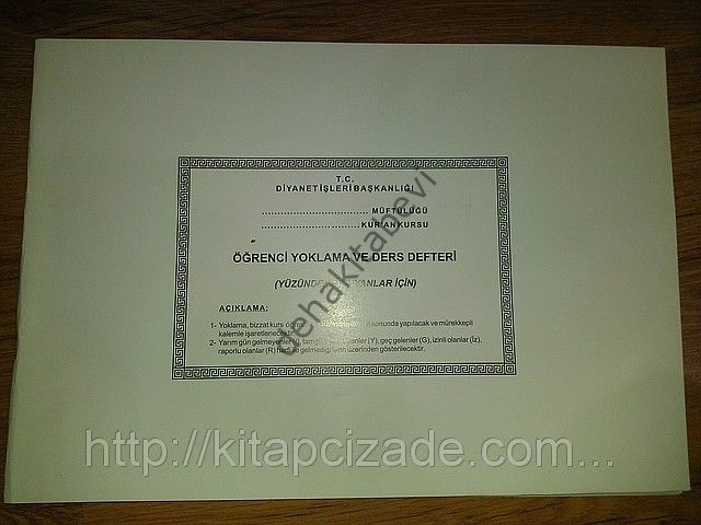 Kur'an Kursu Öğrenci Yoklama ve Ders Defteri