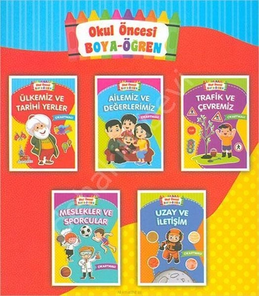 Okul Öncesi Boya Öğren 5 Kitap Takım, Ema Kitap