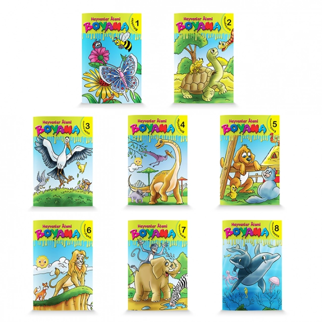 Hayvanlar Alemi Boyama Dizisi (8 Kitap Takım),  Damla Yayınevi